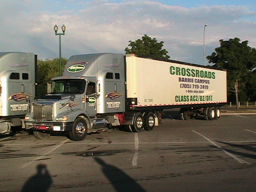 View of Crossroads Barrie AZ training truck tractor trailer.